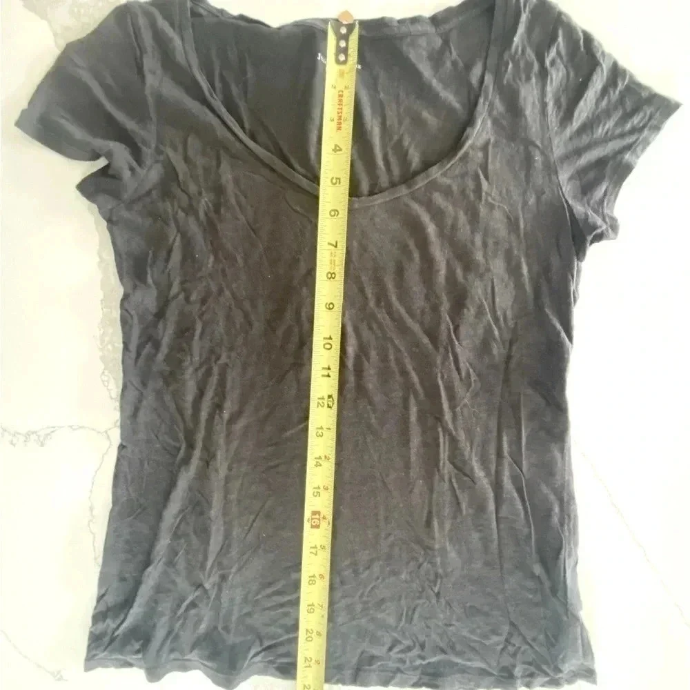 Juicy Couture Women’s Black Cotton Viscose SS Scoop V-Neck Tee‎ Shirt Small EUC